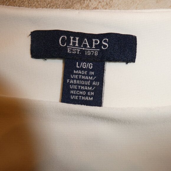 Chaps women's black/white knee-length long-sleeved evening/work dress Large - Picture 2 of 2